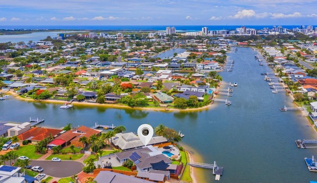 4 bedroom with large water frontage and pool