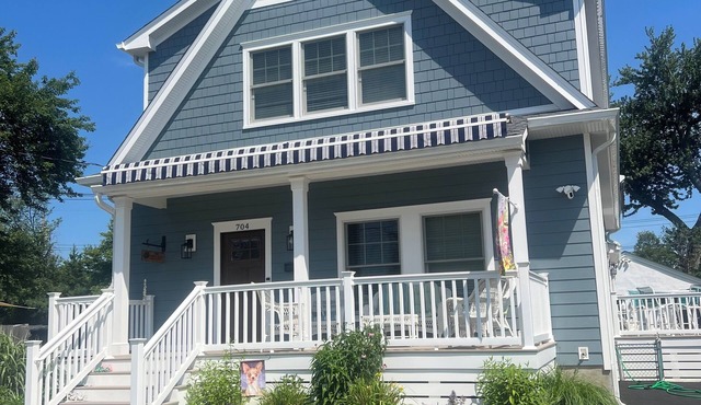 4 BR/2 Bath; freshly painted. New siding, windows, decks and 6 beach badges