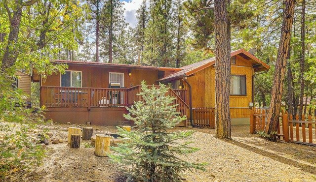 4 Mi to Rainbow Lake! Cozy Forest-View Gem w/Deck