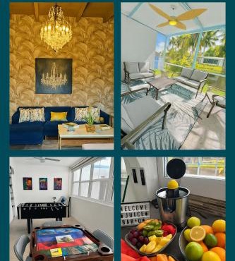 4bdrm Waterfront salt water Pool home with Outdoor theater Game Rm Make up vanities in every room Perfect for Game days and concerts trips to Miami Hard rock stadium and hotel 15 mins away