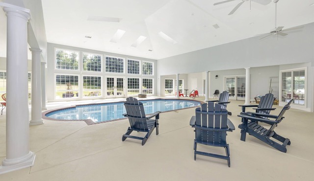 4BR, 4BA, Amazing Indoor Pool, EV charger, ~10 acres retreat, next to Park