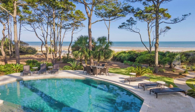5 bedroom oceanfront home in Sea Pines with a pool & unbeatable views!