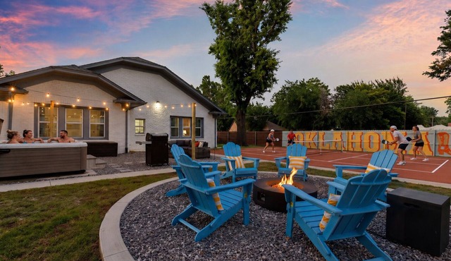 5 Beds Downtown OKC with Pickleball Court, Fire Pit, Hot Tub, Game Lounge
