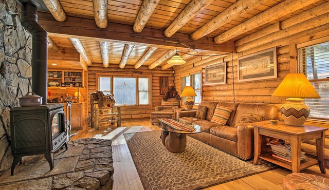 5 Mi to Hiking: Custom Cabin w/Deck in Arnold!