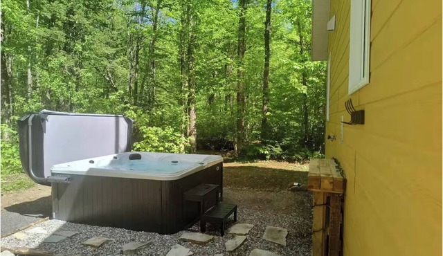 5 minutes from the Bras du Nord Valley/Chalet with riverfront spa