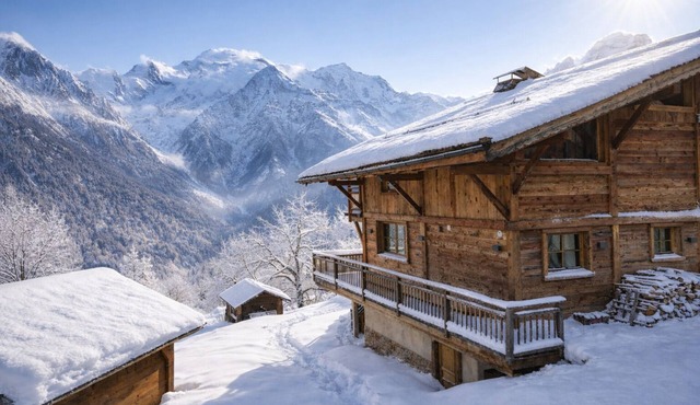 5-star luxury chalet Chamonix Valley. Breathtaking Mont-Blanc view sleeps 14