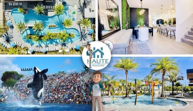 “5BR/5BA Townhome w/Screened Pool & Aquarius Club – Near SeaWorld”