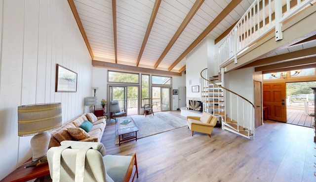 6 acre Mid-century style family estate w/private orchard and valley views.