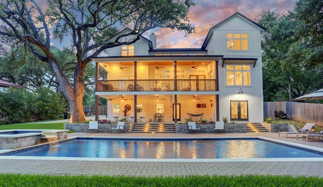 7BR Austin Retreat | Pool, Spa, Game Room & Creekside Views for Groups & Family