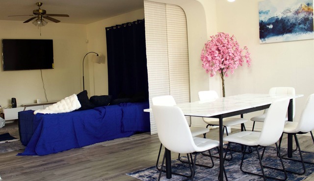 8 min to Airport & downtown big blue house in Austin