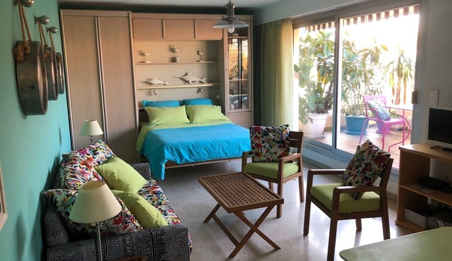 A 35-sq.m studio with a terrace, a 30-sq.m garden on the top floor: calm and bri