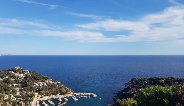 A balcony overlooking the sea