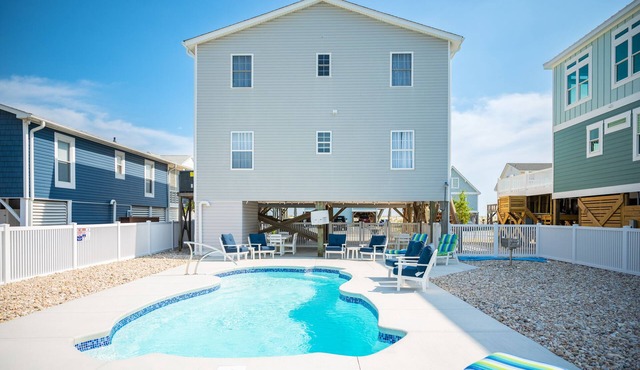 A Beach Music Paradise Too: Pool, Outdoor Living Spaces Galore & Ocean Views on