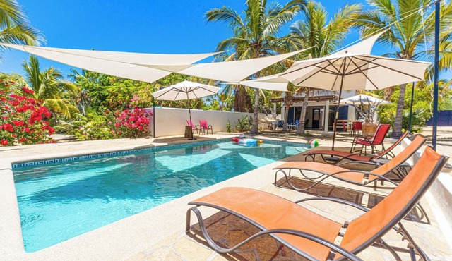 A Beautiful private Beach House w/Large Pool, surrounded By Palms & Flowers