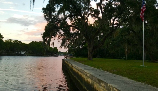 A camper down by the river