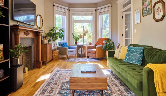 A chic second-floor plant-filled retreat in Chicago's Logan Square neighborhood.