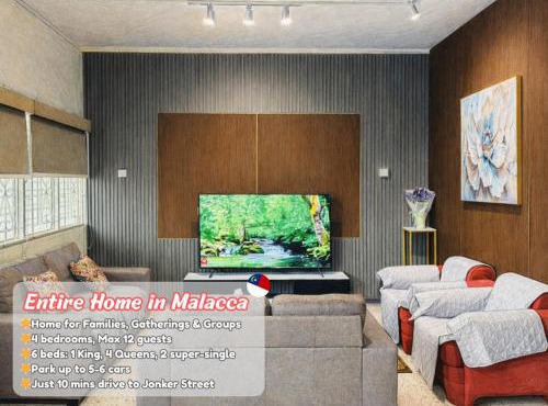 A Classic Heritage Mansion in the Heart of Melaka, Max 12 Pax, Park 6 Cars, Walk to Local Nyonya Restaurants & Tourist Site, COMFY HILL 2