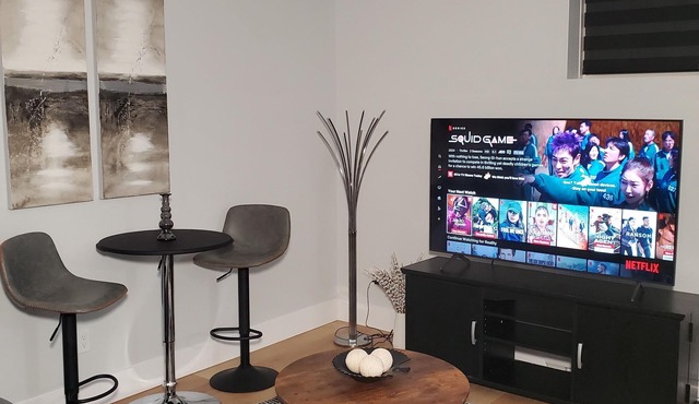 A comfortable private 1 bedroom basement apartment for a relaxing stay.