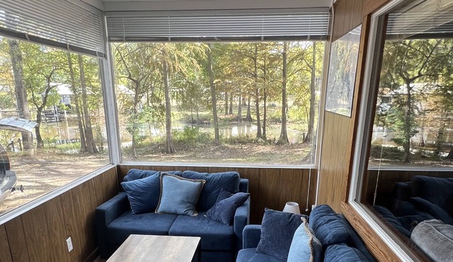 A cozy cabin with two docks and a private boat launch