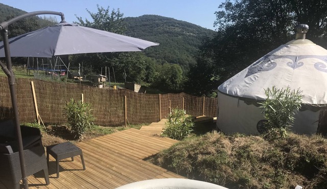 A family holiday in a Mongolian style Yurt with a private hot tub and BBQ