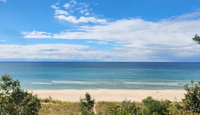A-frame cottage with an A+ view of your own Lake Michigan beach