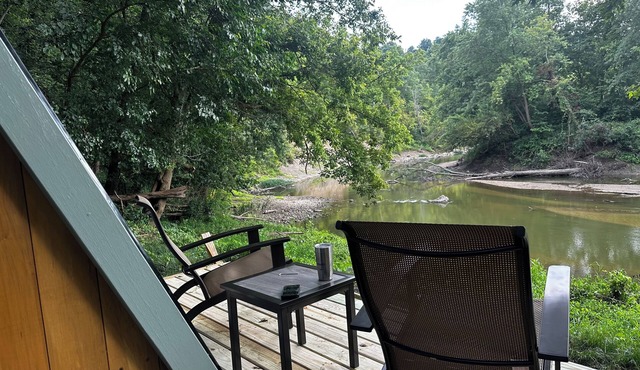 A frame getaway on the Embarrass River in Charleston, Illinois