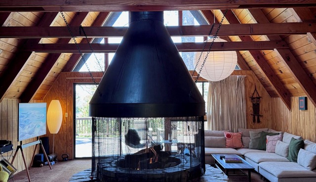 A-Frame with Carousel Fireplace - escape to the mountains and get out in nature to hike, enjoy the lakes, and skiing/snowboarding