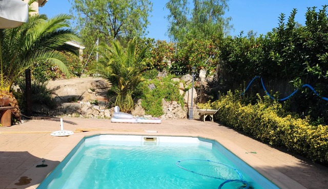 a house with a pool