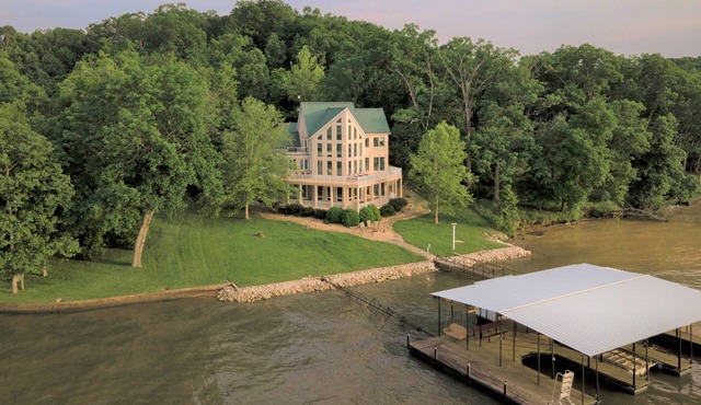 A Large Unique Panoramic Retreat at the Quiet 55-mile mark of Lake of the Ozarks