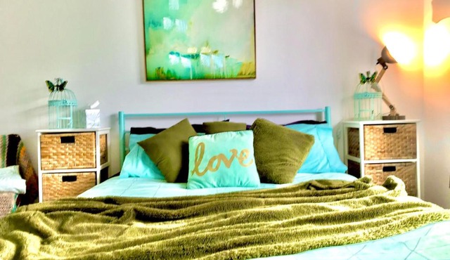 A Little Bit Beachy Modern Guest Room and Private Toilet