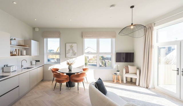 A luxury ground-floor apartment, offering stunning coastal views for up to 4 guests