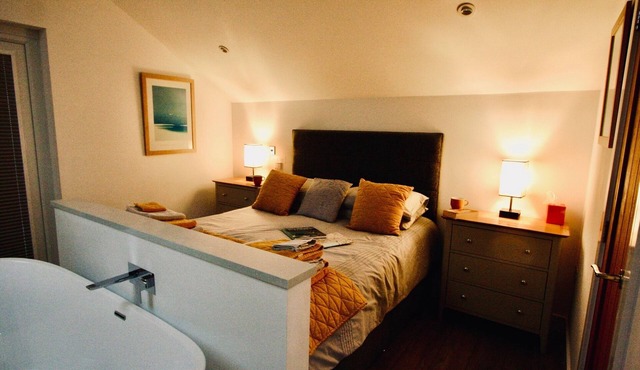 A luxury one-bedroomed chalet with sea views.