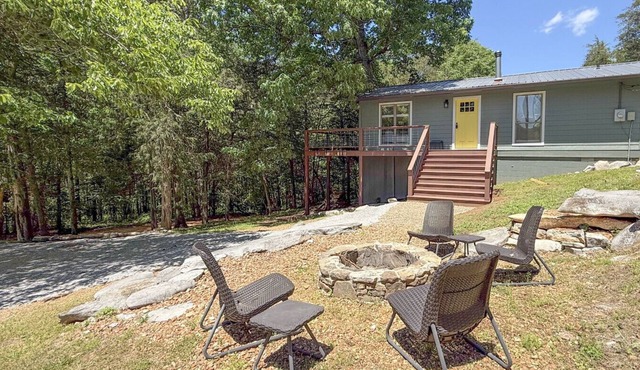 A Modern Retreat in the Woods with Firepit