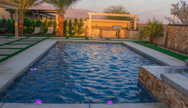 A modern vacation home in Desert Hot Springs, built in 2020 with 4 bd, 3 baths