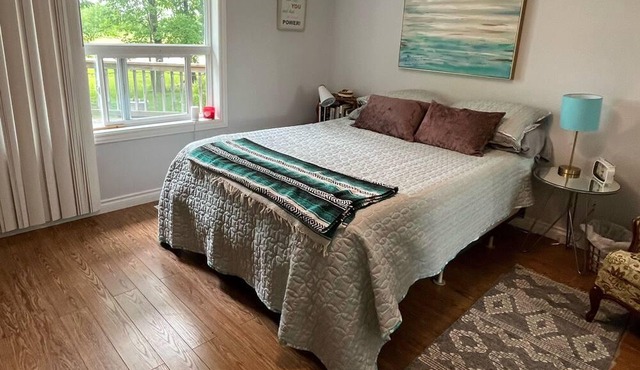 A peaceful country retreat a block away from the beach,with beautiful sunsets.