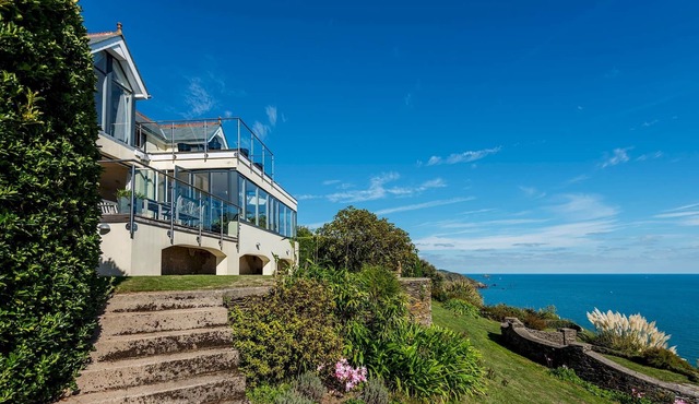 A spectacular cliff top house with amazing sea views and close to the beach.