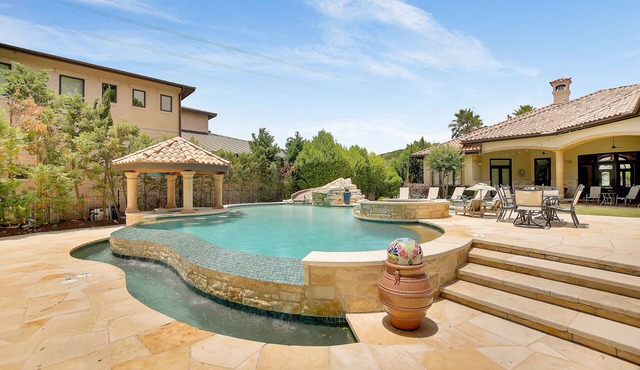 Above Hacienda | Waterfront I Pool & Spa with Slide I Pickleball I Playscape