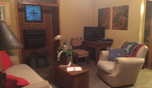 Accommodates 4 , one queen bed, one full. Bed, sleeper sofa