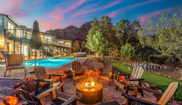Across Hiking Trails | Stunning Red Rock Views | Sleeps 18 | Pool, Pickleball, Hot Tub & Theater