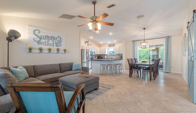 Across pool, golf cart, modernized, private