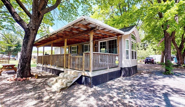 Adorable bungalow in a family-friendly campground in Chippewa Falls, Wisconsin.