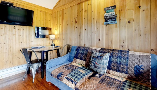 Adorable cabin with WiFi, gas grill, pool, tennis & firepit