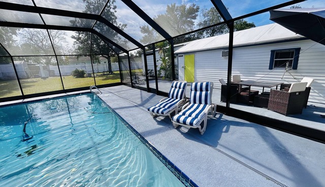 Adorable guest suite with private pool and entrance.