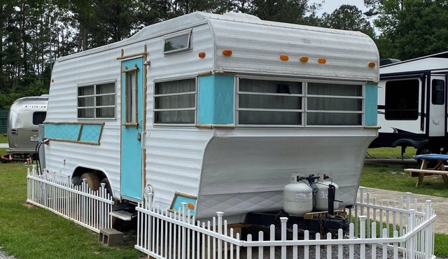 Adorable (RENOVATED) Vintage Camper, good for stays of a few nights to a week for 2-3 people - possibly for a family of 4 with 2 SMALL children. Staying here entitles you to use of all the park's amenities.