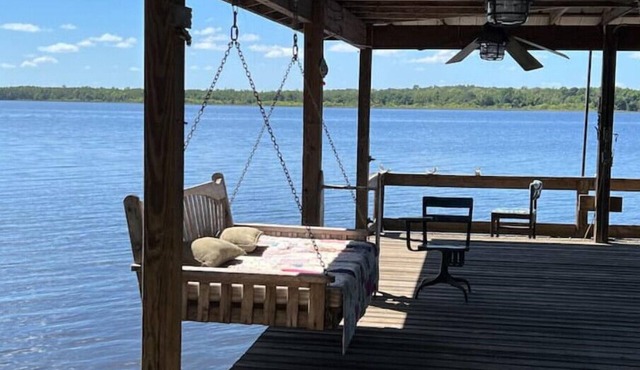 Adorable Waterfront Cabin on Lake Walk In Water with a Giant Deep Fishing Dock
