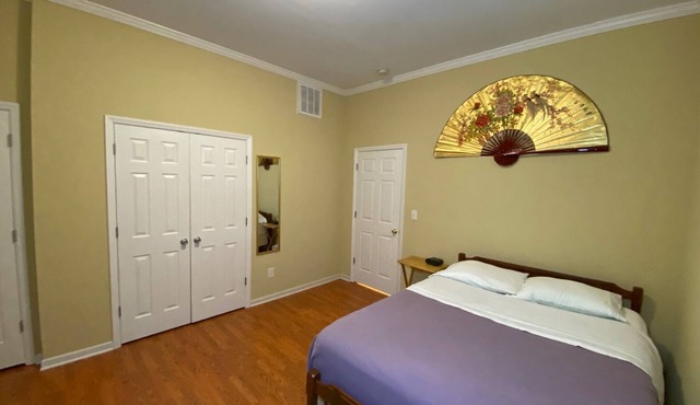 Affordable house with comfy bed.