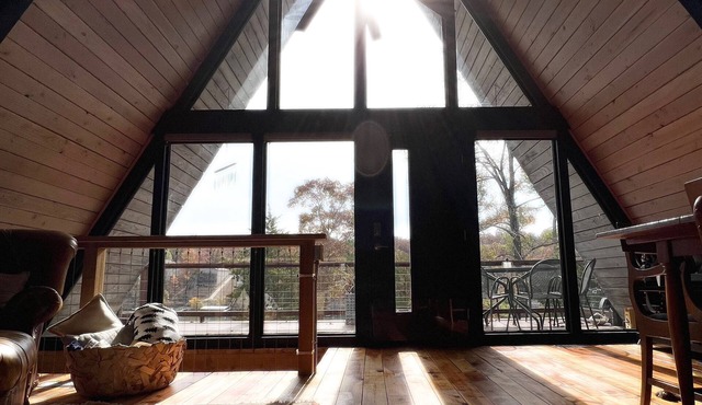 Aframe 34 ~ dock + lake front + hot tub + fire pit + great views