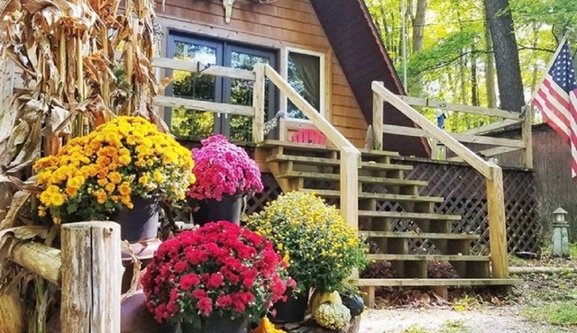 AFrame Cabin w/Acreage-Hamlin Lake-Hot Tub-Kayaks-Firepit-Dogs okay! No Fees!