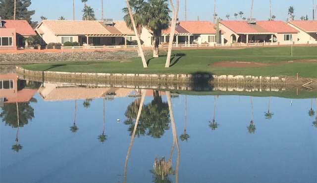 Age 55+ Sunbird vacation rental, pet-friendly, with golf course views.