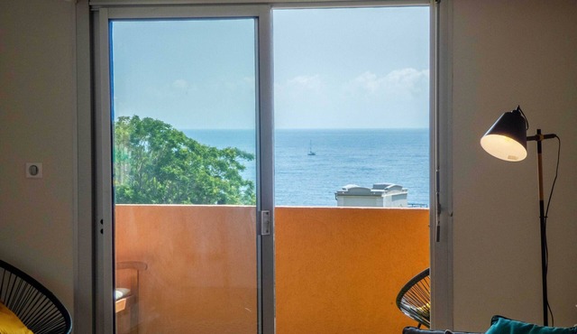 Air-conditioned apartment with terrace, sea view and garage, 5 mn from the beach